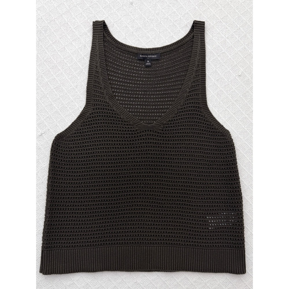 Banana Republic Brown Open Knit‎ Sweater Tank Top 100% Cotton Women's Medium